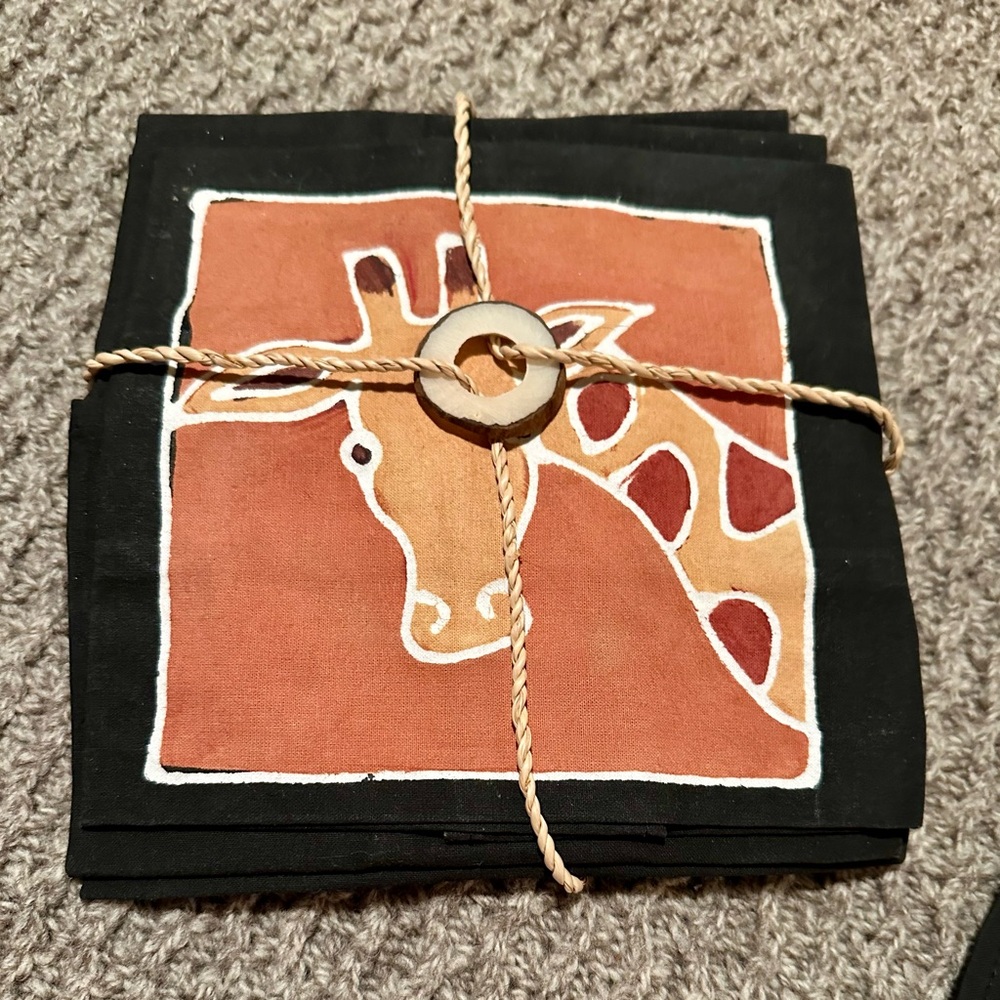 Tribal textiles imports Giraffe Print Fabric Napkins